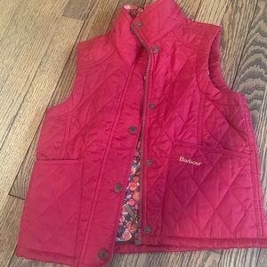 Kids red quilted Barbour vest